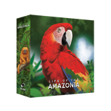 Box for 'Life of the Amazonia' with a red parrot and monkey on a green background