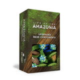 Box of 'Life of the Amazonia' upgraded base components with wooden and leaf patterns.