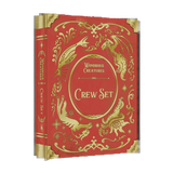 Red book with gold decorative elements and 'Wondrous Creatures Crew Set' text on a white background