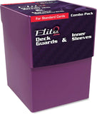 Purple packaging of Elite2 Deck Guards & Inner Sleeves combo pack on a white background