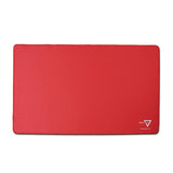 Red mouse pad with a brand logo on a white background