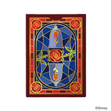 Stained glass design with roses and a lantern, inspired by Disney, on a white background.