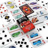 Playing cards featuring Disney Pixar Cars design with a deck box in the center.