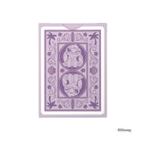 Purple playing card with a character design and decorative elements on a white background