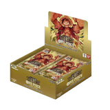 Card game box for 'One Piece' with character artwork on a white background