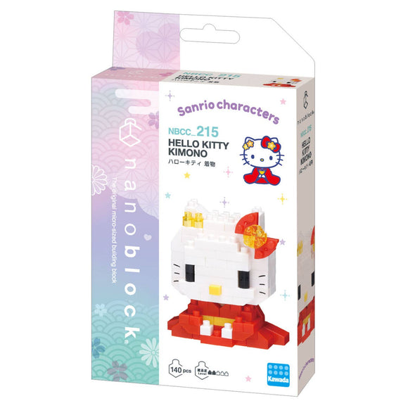 Box of nanoblock Hello Kitty Kimono figure with Sanrio branding
