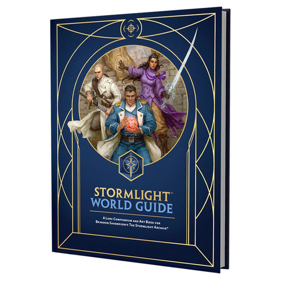 Book titled 'Stormlight World Guide' with illustrations on the cover