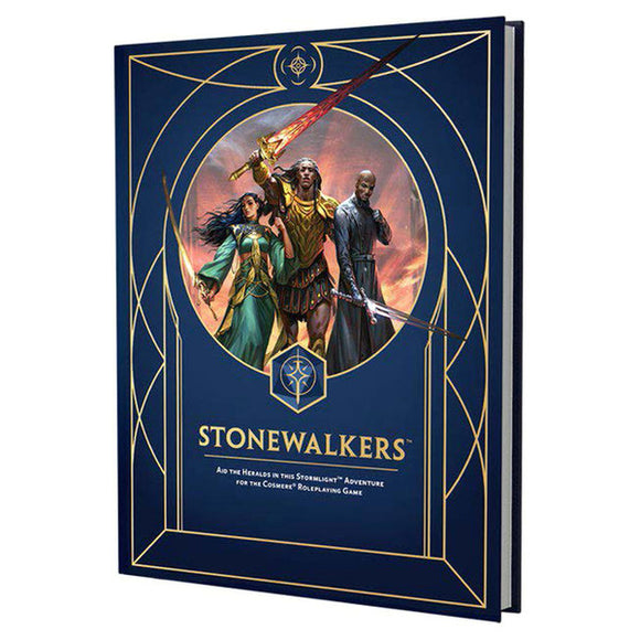 Book titled 'Stonewalkers' with a cover featuring characters and a blue border.