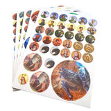Token sheets with colorful character illustrations on a white background
