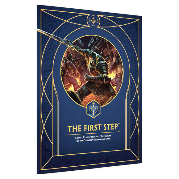 Book cover titled 'The First Step' with a fantasy design on a blue background