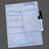 D&D Battle Board with Cleric class sheet and marker on a gray background