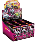 Box of Transformers Galaxy Version action figures with colorful packaging.