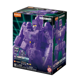Transformers action figure box with purple and black color scheme