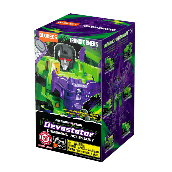Boxed Transformers Devastator toy figure with purple and green design
