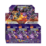 Toy figure packaging with 'Defender Version 06' on a white background