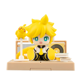 Animated character with yellow hair and outfit on a white background