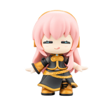 Toy figure with pink hair and yellow outfit on a white background