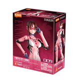 Boxed figure of a character from 'Evangelion' with red visor and white outfit on a red background