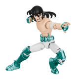 Action figure with green and white costume on a white background