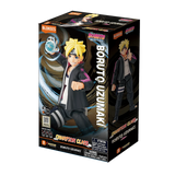 Boxed figurine of Boruto Uzumaki from the anime series, featuring character design and branding.