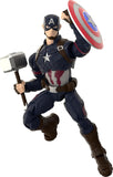 Action figure of a superhero holding a hammer and shield on a white background