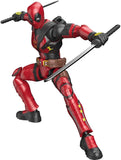 Action figure of a character in a red and black suit with a sword on a white background