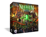 Board game box titled 'Nucleum' with a colorful illustration of a factory and people around it.