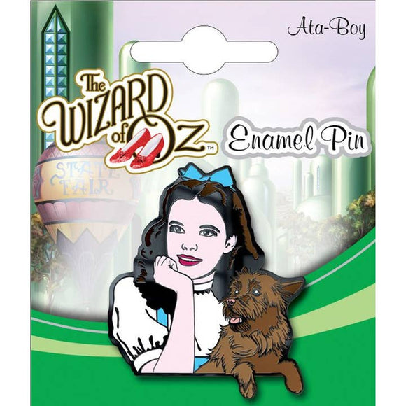 Enamel pin featuring a character from 'The Wizard of Oz' with a green and white background