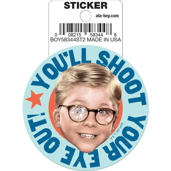 Sticker with a child's face and text on a white background