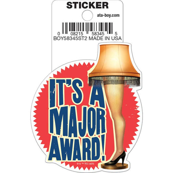 Sticker with a lamp design and text 'It's a Major Award!' on a white background