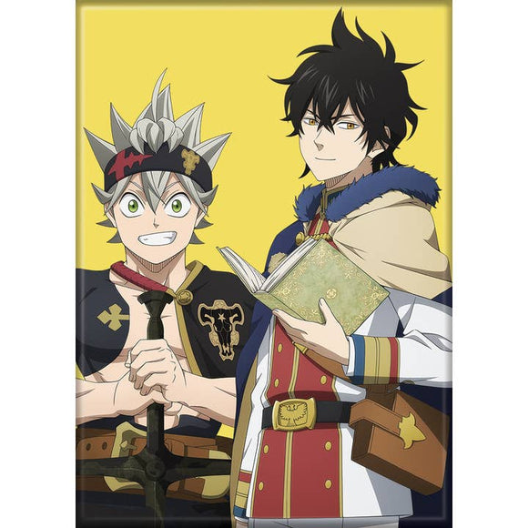 Two animated characters in colorful outfits with a yellow background