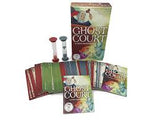 Board game set with 'Ghost Court' box and cards on a white background