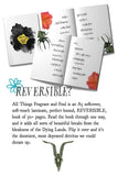 Reversible book with illustrations and text on white background