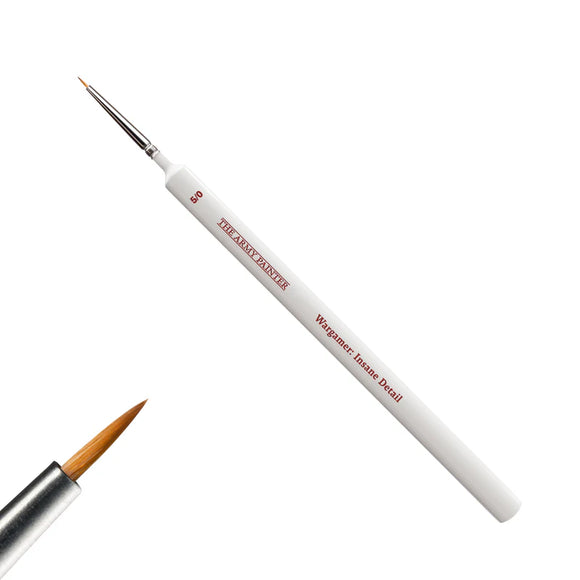 Two paintbrushes with white handles on a white background