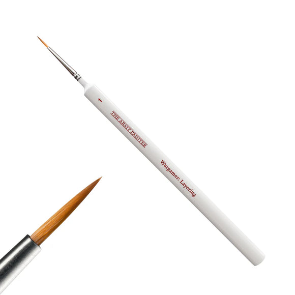 Two paintbrushes with white handles on a white background