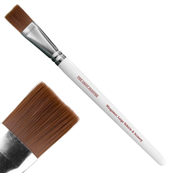 Paintbrush with brown bristles and white handle on a white background