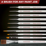 Set of brushes with labels for different paint techniques on a dark background