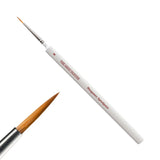 Two paintbrushes with white handles and red text on a white background