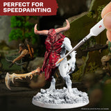 Hand painting a miniature with text 'Perfect for Speedpainting' at the top.