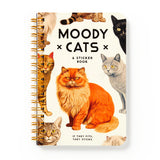 Sticker book cover with cats and 'Moody Cats' text on a white background