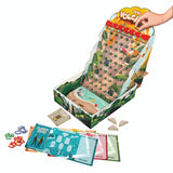 Board game with cards and pieces on a white background