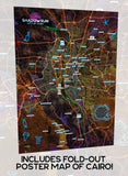 Map poster of Cairo with 'Shadowrun' branding on a textured background