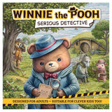 Book cover of 'Winnie the Pooh: Serious Detective' with a detective-themed illustration.