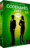Box of Codenames Duet XXL game with silhouettes of two people and a green background