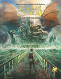 Cover of 'Call of Cthulhu' Keeper Rulebook with a large creature and city in the background.