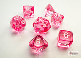 Chessex Dice: Translucent Mini-hedral Pink/white (7)