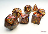 Chessex Dice: Scarab Mini-hedral Blue Blood/gold (7)