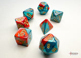 Chessex Dice: Gemini Mini-hedral Red-Teal/gold (7)