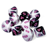 Chessex Dice: Gemini - D10 Polyhedral Set Black-White/pink (10)