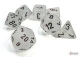 Chessex Dice: Frosted Polyhedral Set Clear/Black Set (7)